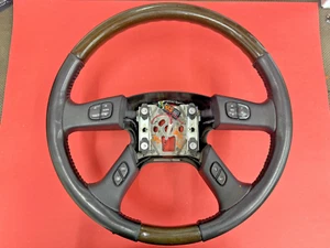 03-06 Silverado Sierra Tahoe Woodgrain Leather Steering Wheel Radio Functions - Picture 1 of 14