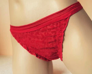 Bragas de tanga de nailon rojas con volantes transparentes media espalda Reino Unido 18 EE. UU. 10 2XL - Imagen 1 de 10