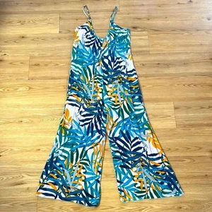 ASOS Women's Tropical Oversized Jumpsuit Medium Colorful Palm Leaf Comfortable - Picture 1 of 5