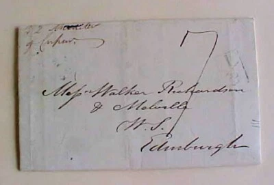 GREAT BRITAIN  SCOTLAND CUPAR 1838 C + F BOX CUPARFIFE TO EDENBURGH BOX 1/2 - Image 1 of 2