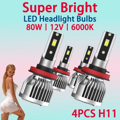 H11 H9 LED Headlight Super Bright Bulbs Kit 8000K White 330000LM High/Low Beam - Image 1 of 4