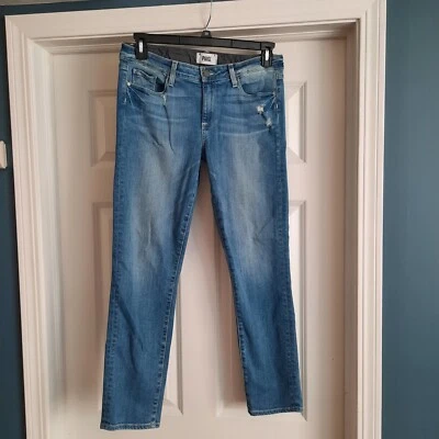 Paige Skyline Ankle Peg Jeans Womens 31 Ultra Skinny Mid Rise Distressed Whitley - Image 1 of 4