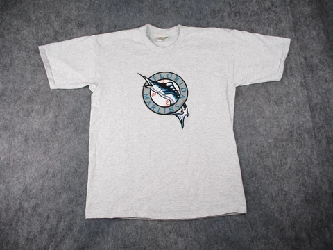 Vintage Florida Marlins Shirt Mens XL Gray MLB Nutmeg Mills Miami USA Made 90s Cover