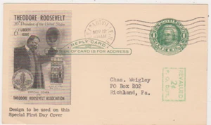 Scott # UY14r VF Cachet FDC US BOB Cover Stamp Cat $75 Theodore Roosevelt Ass. - Picture 1 of 2