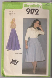 9172 SIMPLICITY c.1979 Jiffy - Circle SKIRT in 2 Lengths - Sz 10 W 25" - Picture 1 of 2
