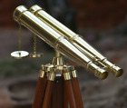 18" antikes Messing-Fernglas-Teleskop mit Holzstativ, nautisches Dekor
