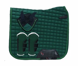 Pferd Schabracke, Fliegenschleier, Sehnenstiefel 3er Set Baumwolle gesteppt Maßanfertigung - Bild 1 von 7