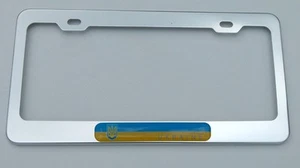 Ukraine Ukrainian Flag metal aluminium Car auto License plate frame holder - Foto 1 di 5
