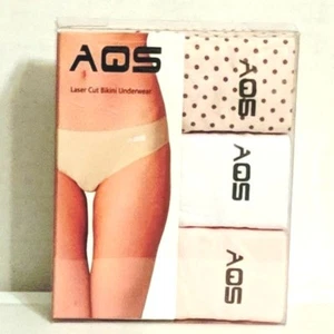 PAQUETE DE 3 AQS Bikini Corte Láser 86% Nailon Blanco, Rosa, Lunares Nuevo con Etiquetas Talla XL - Imagen 1 de 2