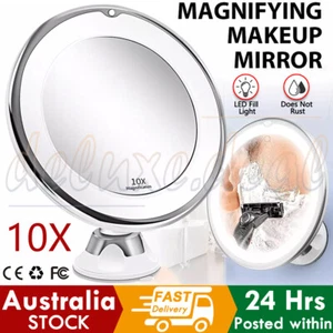 10x Magnifying Makeup Mirror LED Light Cosmetic Bathroom Round 360° Rotation - Picture 1 of 12
