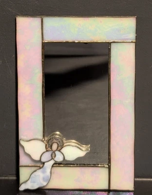 Espejo rectangular vitral colgante con ángel - 7"x4,5" Foto 1 de 4