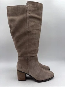 NWB Lucky Brand Women's Bonnay Taupe Suede Wide Calf Boots Size 8.5 M XC - Picture 1 of 5