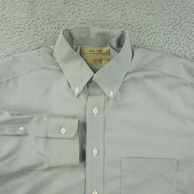 Roundtree & Yorke Gold Label Shirt Mens 16.5 33 Gray Non Iron Cotton Button Down - Image 1 of 4