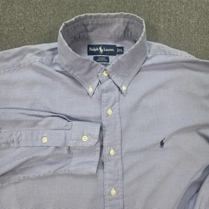 Ralph Lauren Blake 100% Cotton Blue Pony Check Button Down Dress Shirt Sz XL - Picture 1 of 6