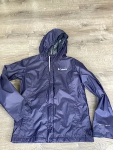 Columbia Omni Tech Boys Navy Blue Youth Windbreaker Jacket Size M 10/12 Hooded - Picture 1 of 9