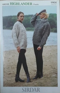 New Original Sirdar Chunky Ladies Cable Sweater 30"-40" Knitting Pattern 9904 - Picture 1 of 2