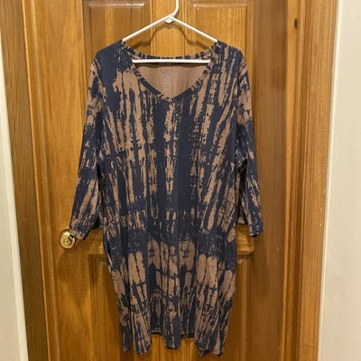 Ulla Popken Black and Brown Print Dress Size 20/22 Soft Cotton Comfy Chic - Image 1 of 4