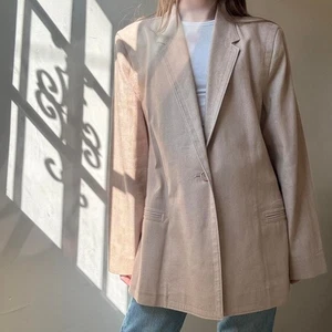Alicia Tan Linen Oversized Blazer Women's Size 18 Preppy Professional Boyfriend - Picture 1 of 7
