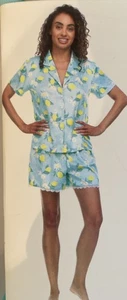 Flora Nikrooz 2 Piece PJ Set Mint Lemon Floral Women Size XXL Satin NWT - Picture 1 of 8