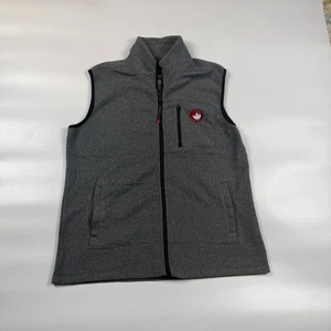 Chaleco polar Canada Weather Gear para hombre grande gris parche logotipo cuello falso cremallera completa - Imagen 1 de 8