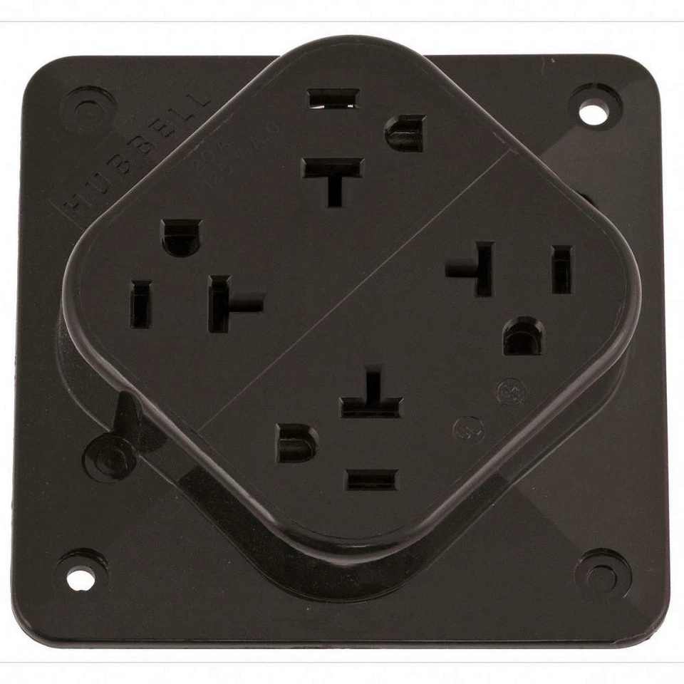 HUBBELL HBL420 Receptacle,Brown,20 A,2P3W,Back,1PK 6C565 - Image 1 of 1