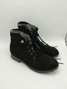 Rock And Candy Boots Womens 7 Tavin  Ankle Booties Black Fabric Lace Up - Picture 1 of 9