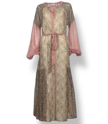 Vestido maxi D’Ascoli boho floral paisley algodão estilo camponês S Cottagecore - Imagem 1 de 4
