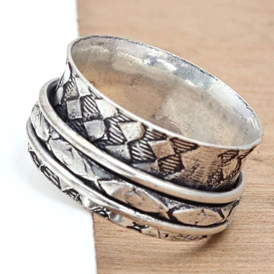 Anel giratório de prata para mulheres quatro anéis giratórios anel de joias de prata inquietação "10" - Imagem 1 de 4