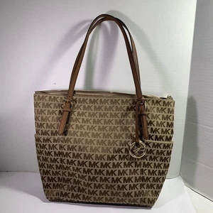 MK Jet Set Saddle Bag Tote Canvas Large - Picture 1 of 24