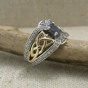 Anello Nodo Celtico Argento Sterling & 10K con Gioielli Iolite & CZ KEITH JACK - Foto 1 di 12