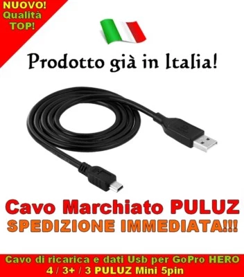 PULUZ Cavo ricarica GoPro HERO 4 3+ 3 USB Dati Mini 5pin Accessori Go Pro hero Canon