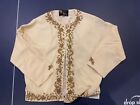 Vtg 1950S De Jans Knitted Arts Hong Kong Sweater With Gold Sequin Design Size S
