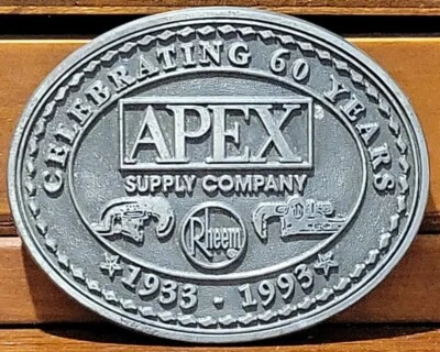 Vtg Belt Buckle Apex Supply Company-Celebrating 60 Years 1933-1993 - Image 1 of 4