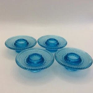 4 Cascade Wood Bros - Blue Glass Candle holders original design by Oiva Toikka - Foto 1 di 13