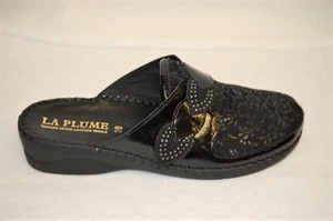 La Plume Garden schwarz Lackleder und geprägtes Wildleder Slipper EUR 41 US 10 - Bild 1 von 4