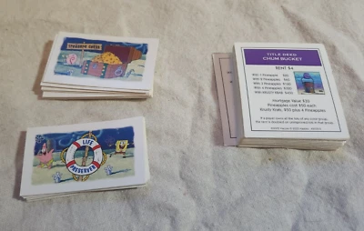 Bob Esponja Pantalones Cuadrados Monopoly 28 TARJETAS DE ESCRITURA Cofre Comunitario Cartas de Oportunidad Foto 1 de 3