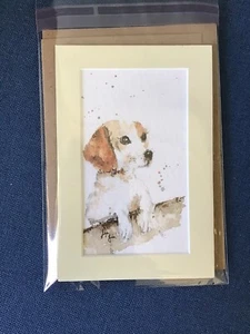 ORIGINAL watercolour card. Painting gift. Mounted WATERCOLOUR Hound 🐶 Dog - Picture 1 of 3