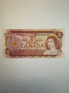 COLLECTABLE 1974 Canada Two Dollar Crow / Bouey Banknote - Picture 1 of 2