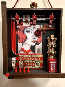 Mixed Materials quirky Assemblage art Framed Curiosity Box Art HandMade Unique - Picture 1 of 6