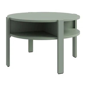 Couchtisch Konsolentisch Beistelltisch mit Ablagefächer Salbeigrün matt Ø 75 cm - Bild 1 von 3