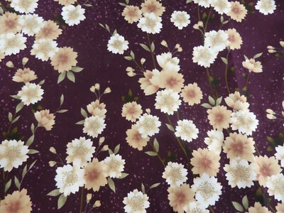 Kona Bay floral Maroon fabric 44" wide X 58" small gold metallic stamins - Image 1 of 4