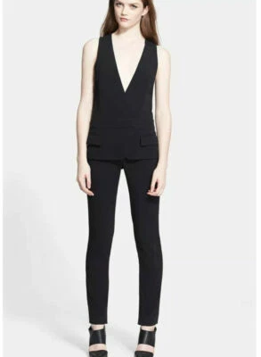 $850 A.L.C. ALC 0 XS Sin Mangas Profundo Cuello en V Crepé Mono Mameluco Esmoquin Vestido Foto 1 de 3