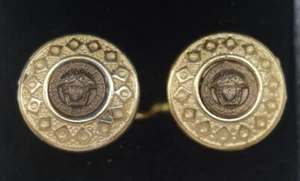Genuine Versace Medusa Gold Color Cufflinks 15mm 5/8" - Picture 1 of 1