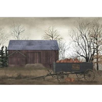 Billy Jacobs Canvas Print PUMPKIN WAGON 12"x18"  Autumn Barn Farm Life - Image 1 of 2