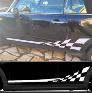 R52 MINI Cooper S JCW John Cooper Works panel lateral a cuadros vinilo blanco - Imagen 1 de 5