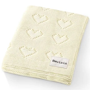 Manta de bebé 100 % algodón unisex tejida en el corazón suave acogedora para recién nacidos - Imagen 1 de 10
