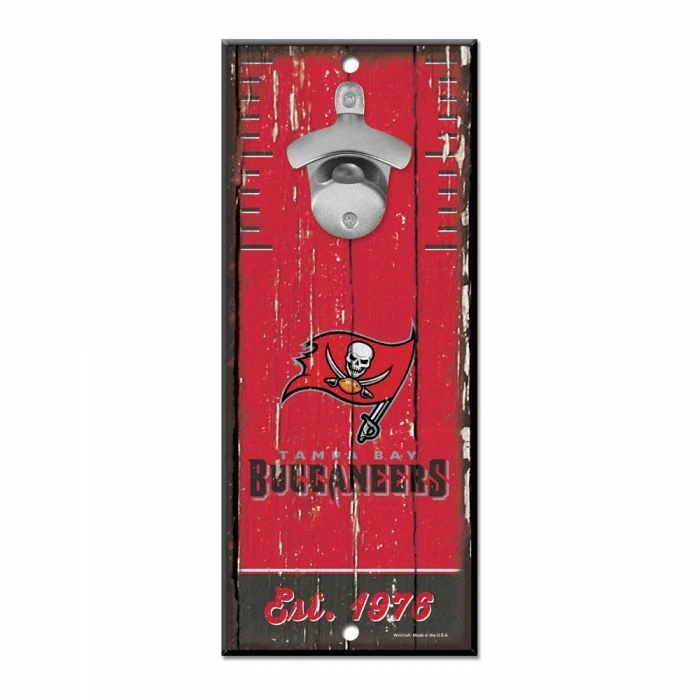 TAMPA BAY BUCCANEERS 瓶开瓶标志 5"X11" 硬板带铸金属开瓶器 — 第 1/1 张图片