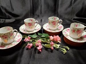 Vtg Hand-Painted Demitasse Espresso Cup & Saucer Fine Bone China Japanese (4) - Imagen 1 de 10