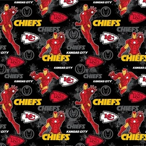 BTHY NFL Marvel Iron Man Kansas City Chiefs Logotipo Tela de Algodón por Media Yarda - Imagen 1 de 1
