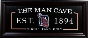 Insegna Detroit Tigers Man Cave incorniciata ricamata emblema squadra 2010 - Foto 1 di 1